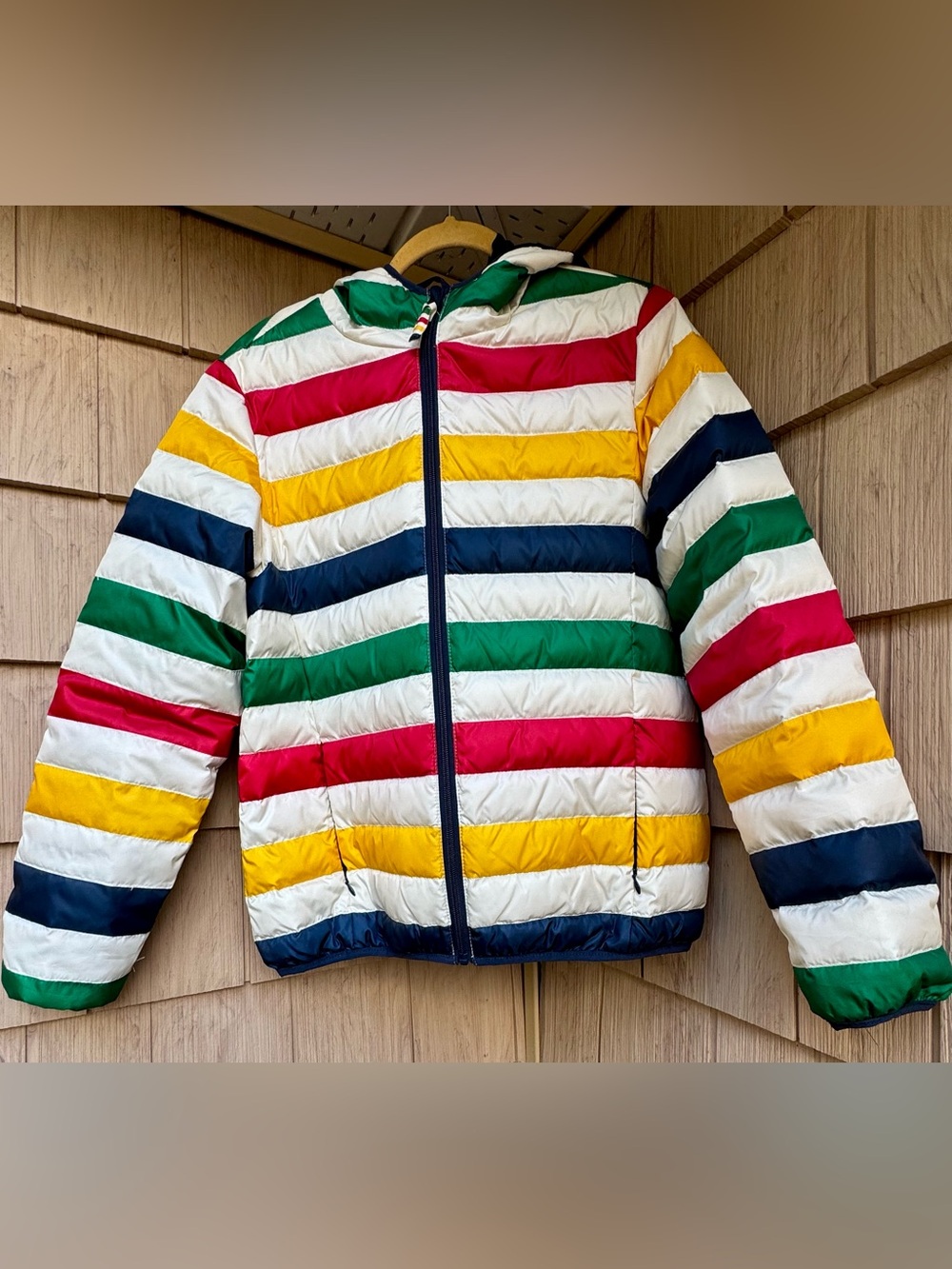 Iconic Hudson’s Bay Stripes Lightweight Down Hooded Puffer Jacket, Size S 🇨🇦